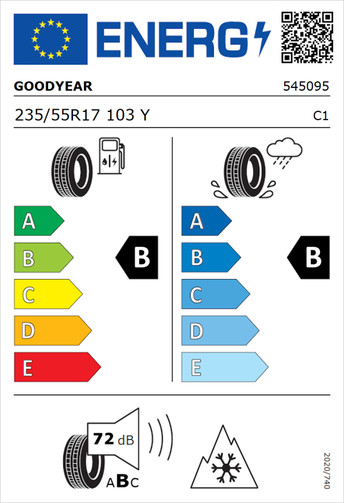 Tyre Label for Goodyear Vector 4Seasons Gen-3 235/55R17 103Y