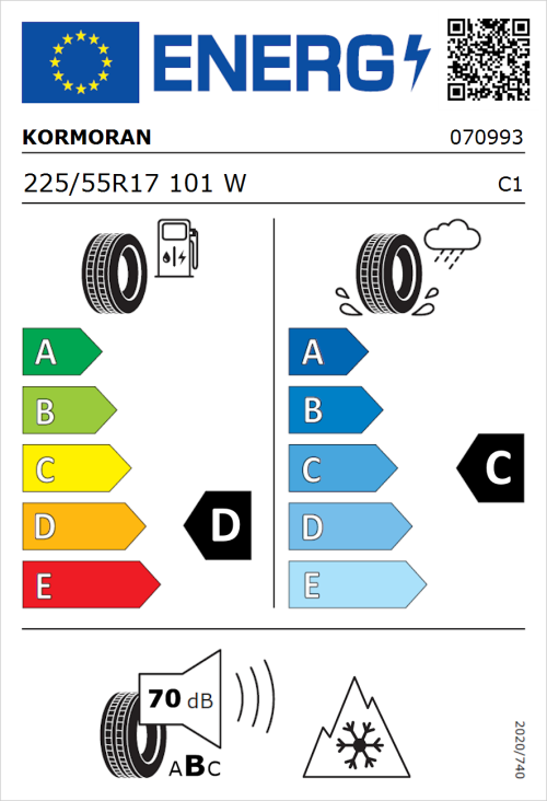 Tyre Label for Kormoran All Season 225/55R17 101W